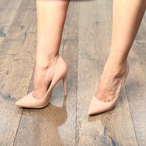Nude stiletto closed toe heel